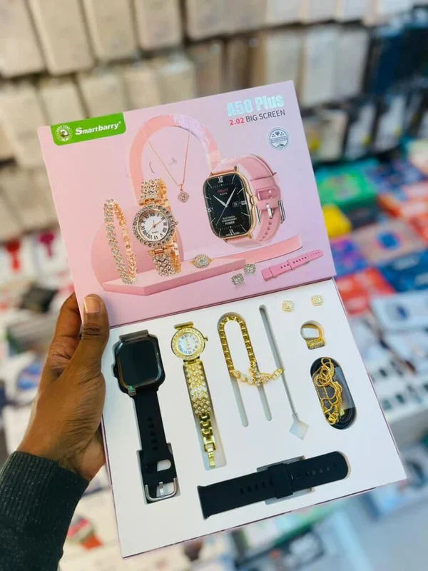 A58 Plus 6 IN 1 Luxury Women's Smartwatch & Jewelry Set Perfect Gift for Women