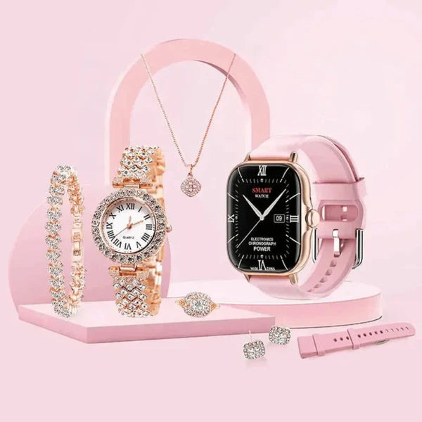 A58 Plus 6 IN 1 Luxury Women's Smartwatch & Jewelry Set Perfect Gift for Women